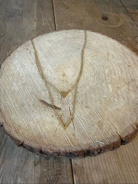 Double Layered Gold V Pendant Necklace for Women